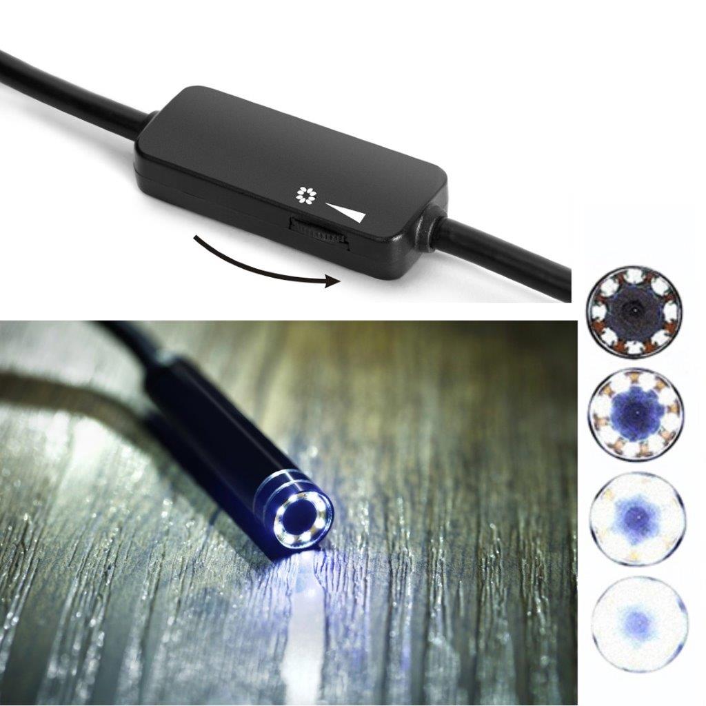 Inspeksjonskamera USB Type-C med 8 LED & USB Adapter - 3 meter / 8mm