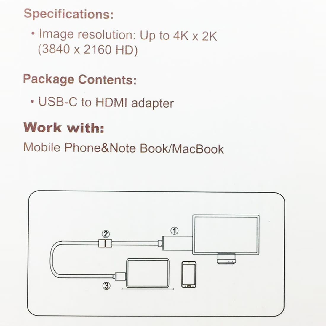 USB-C Adapter HDMI 4Kx2K HDTV til MacBook & Galaxy S8 mm