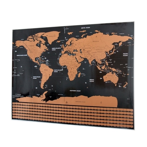 Skrapekart / verdenskart med landsflagg - 82 x 60cm