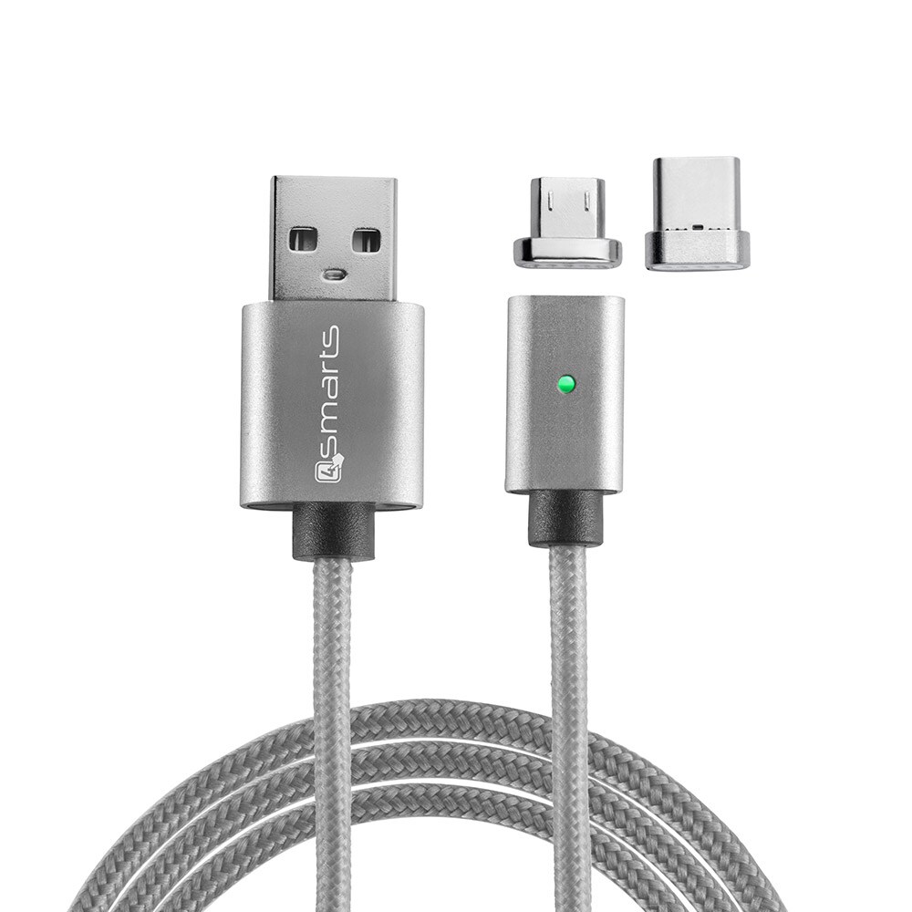 4smarts Magnetic USB Cable GRAVITYCord 1m USB Type C & MicroUSB
