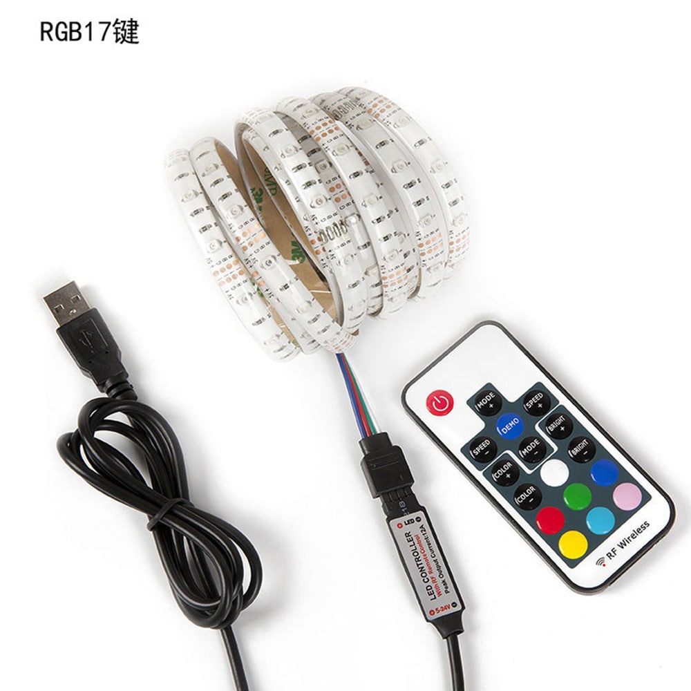 Led Slynge USB RGB farge med fjernkontroll - 5 meter Vanntett