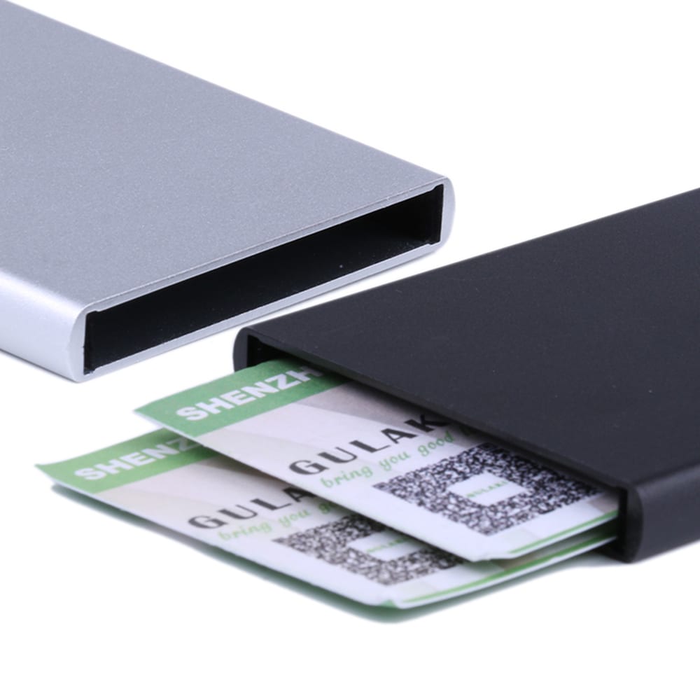 Kortholder kredittfutteral RFID-beskyttele Aluminium Pop-up - Svart