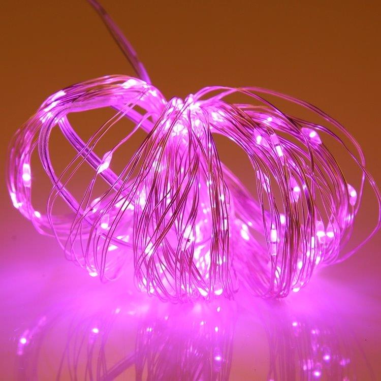 Batteridrevet Lyssløyfe / Led-sløyfe 10meter - 100stk rosa lys