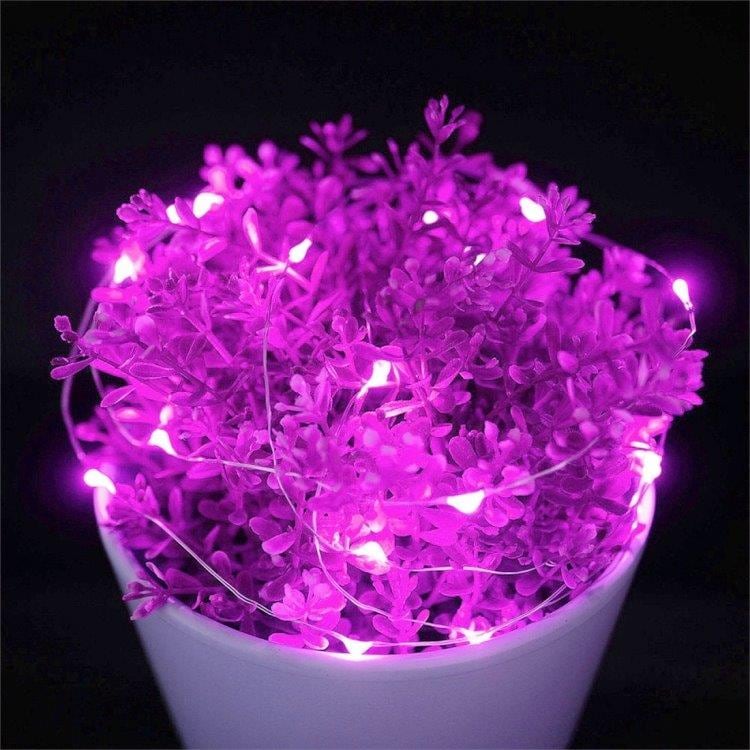 Batteridrevet Lyssløyfe / Led-sløyfe 10meter - 100stk rosa lys