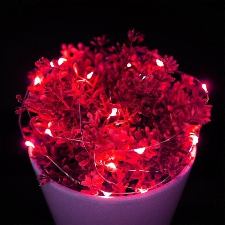 Batteridrevet Lyssløyfe / Led-sløyfe 10meter - 100stk røde lys