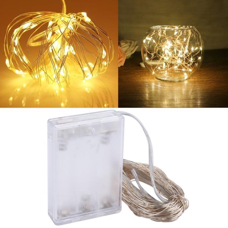 Lyssløyfe / Led-sløyfe 10meter - 100stk gule lys