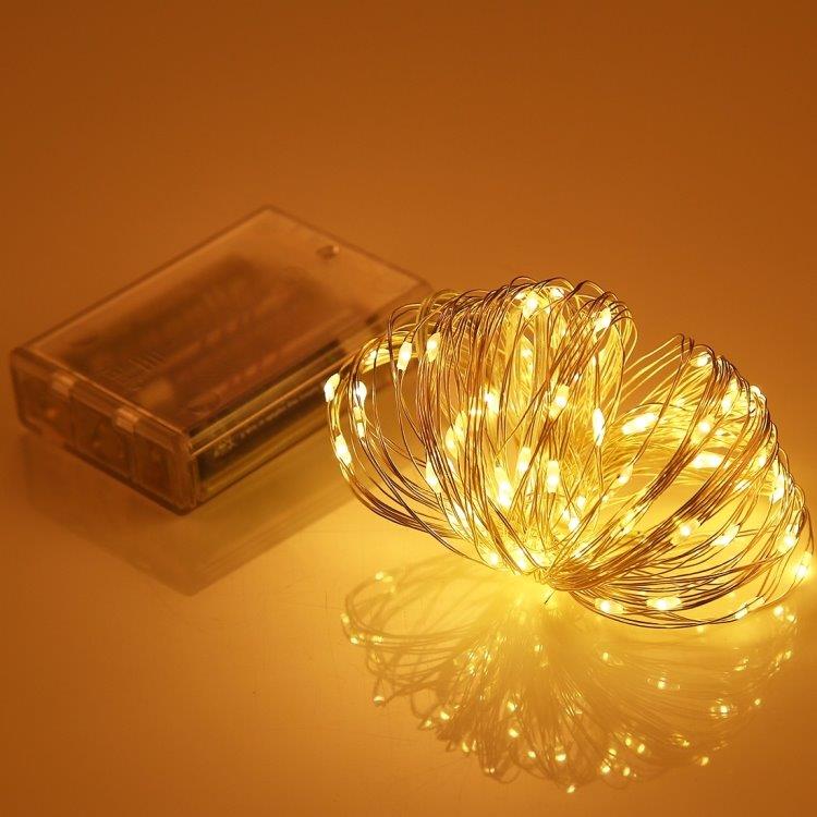 Lyssløyfe / Led-sløyfe 10meter - 100stk gule lys