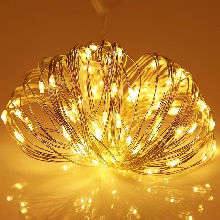 Lyssløyfe / Led-sløyfe 10meter - 100stk gule lys