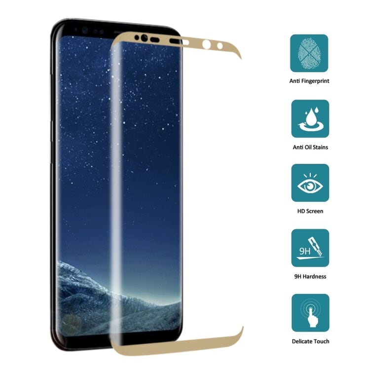 Bøyd skjermbeskyttelse av herdet glass Samsung Galaxy S8 - Gull