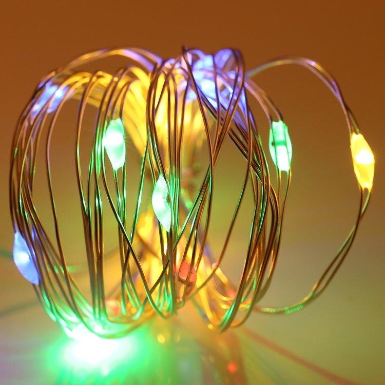 Led-Sløyfe Kobberwire - 2m / 20 lys flerfargebelysning