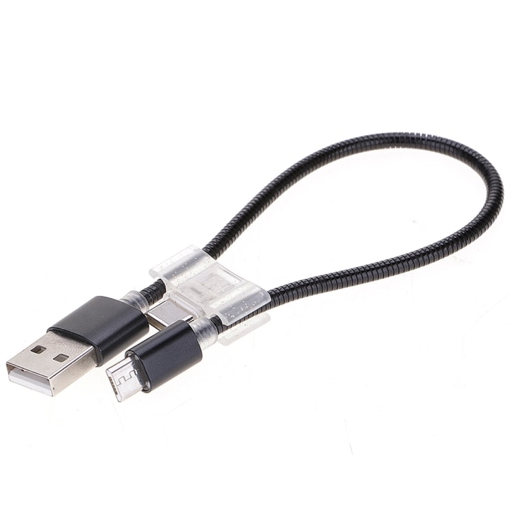 Kort Usb-kabel 2A Micro USB + USB-C / Type-C ladekabel