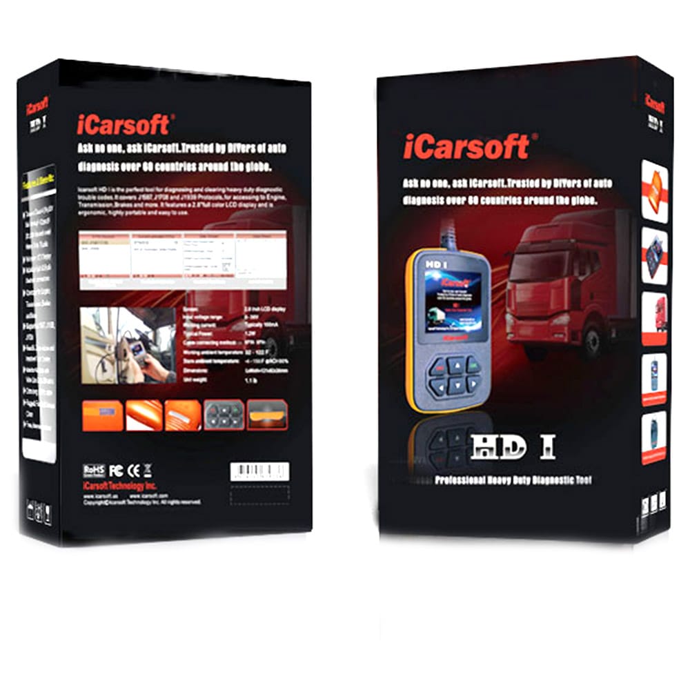 OBD2 Feilkodeleser til Lastebiler & Tunge kjøretøy - iCarsoft HD I