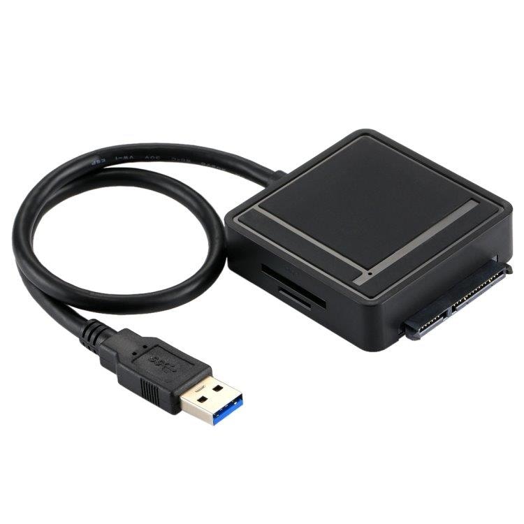 Harddisk adapter USB 3.0 til SATA 3.0 + 2 USB 3.0 + Kortleser