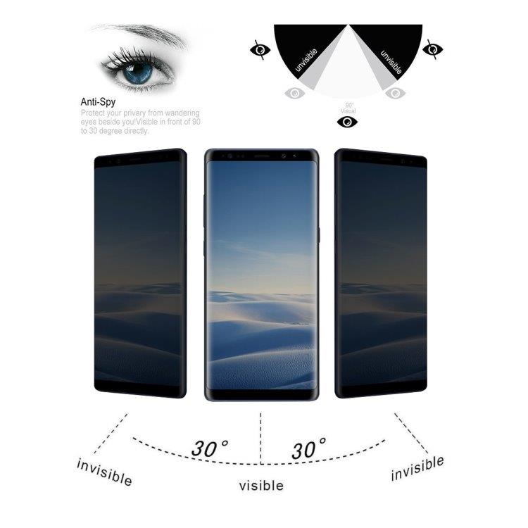 Skjermbeskyttelse med innsynsvern av herdet glass Samsung Galaxy Note 8 - Fullskjermbeskyttelse