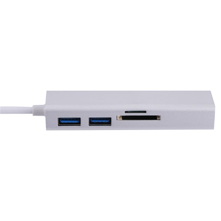 Adapter USB-C til nettverk & 2 x USB 3.0 & Micro SD usb hub