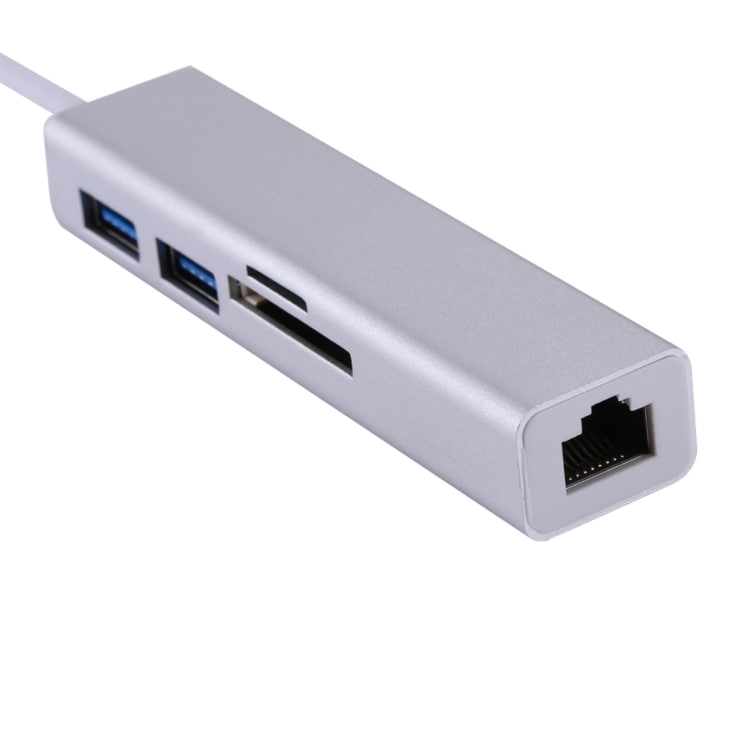Adapter USB-C til nettverk & 2 x USB 3.0 & Micro SD usb hub