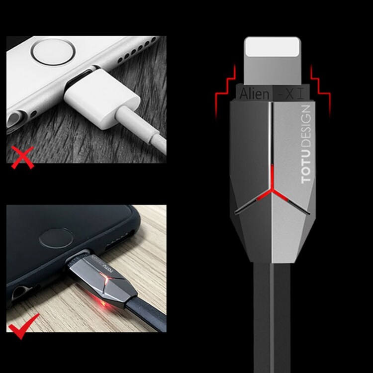 USB-kabel/ladekabel for Smartphone med belysning med fading
