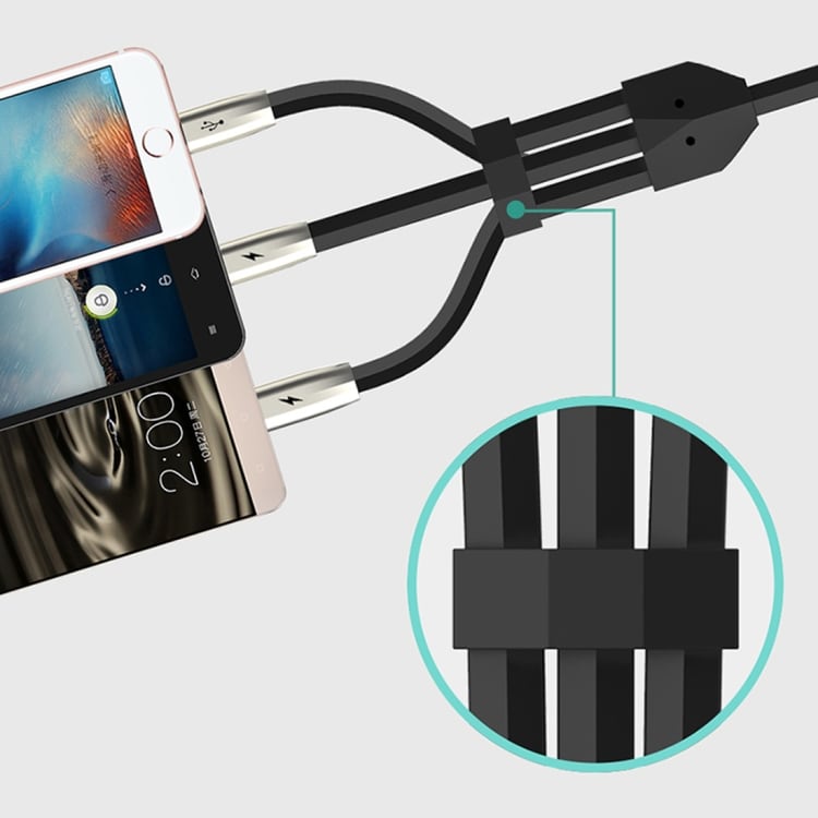 Ladekabel / grenkabel  for  smartphone – USB C til 3 x Micro-USB – Svart