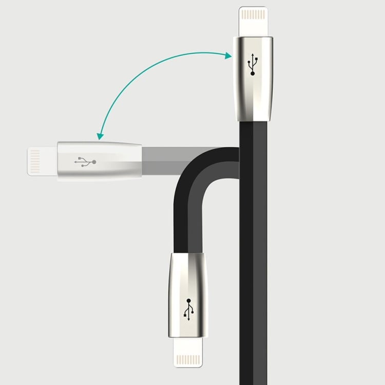 Ladekabel / grenkabel med doble iPhone-kontakter og en Micro-USB – Svart