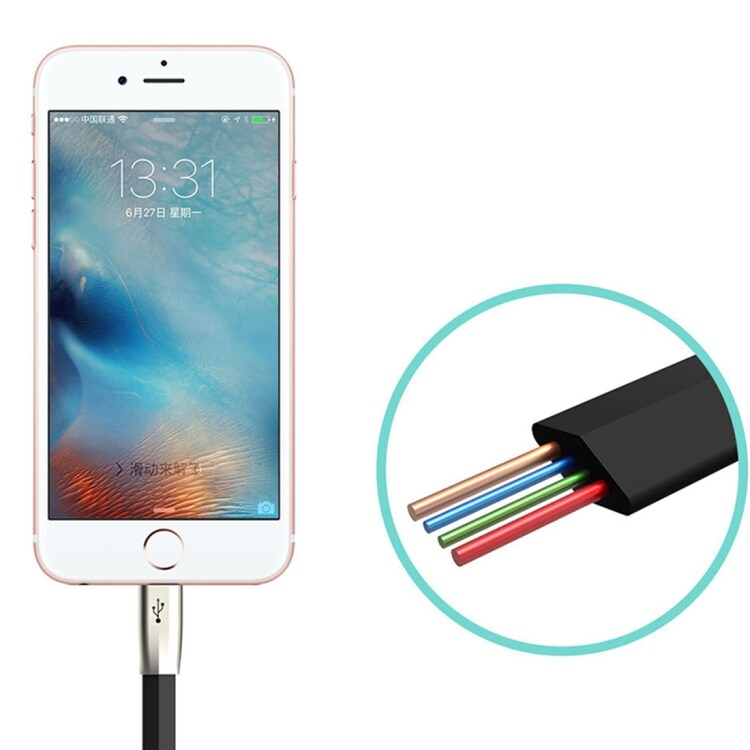 Ladekabel / grenkabel med doble iPhone-kontakter og en Micro-USB – Hvit
