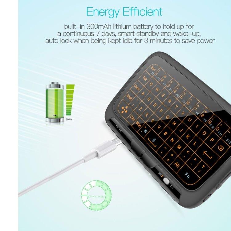 Trådløst Mini Tangentbord med Full Touchpad & Justerbar belysning