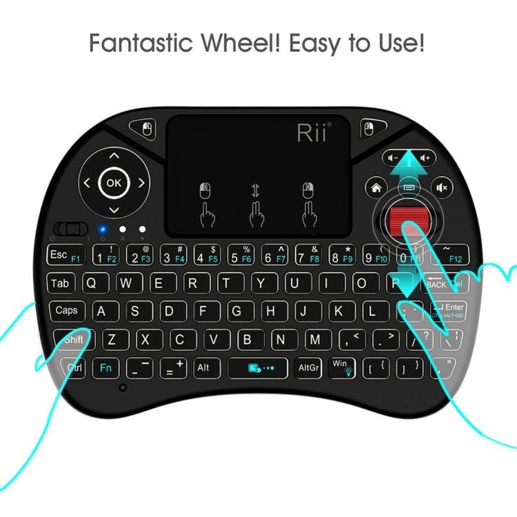 Trådløst Mini Tangentbord med Full Touchpad med belysning