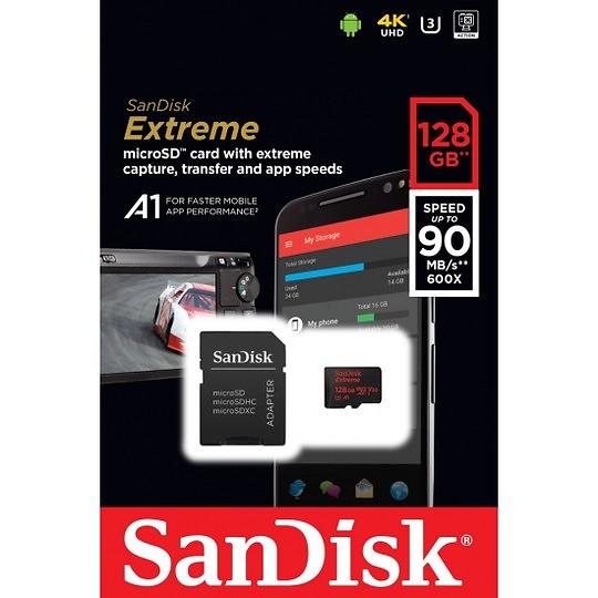 128GB SanDisk Extreme microSDXC Class 10 UHS-I Class 3 100/60MB/s