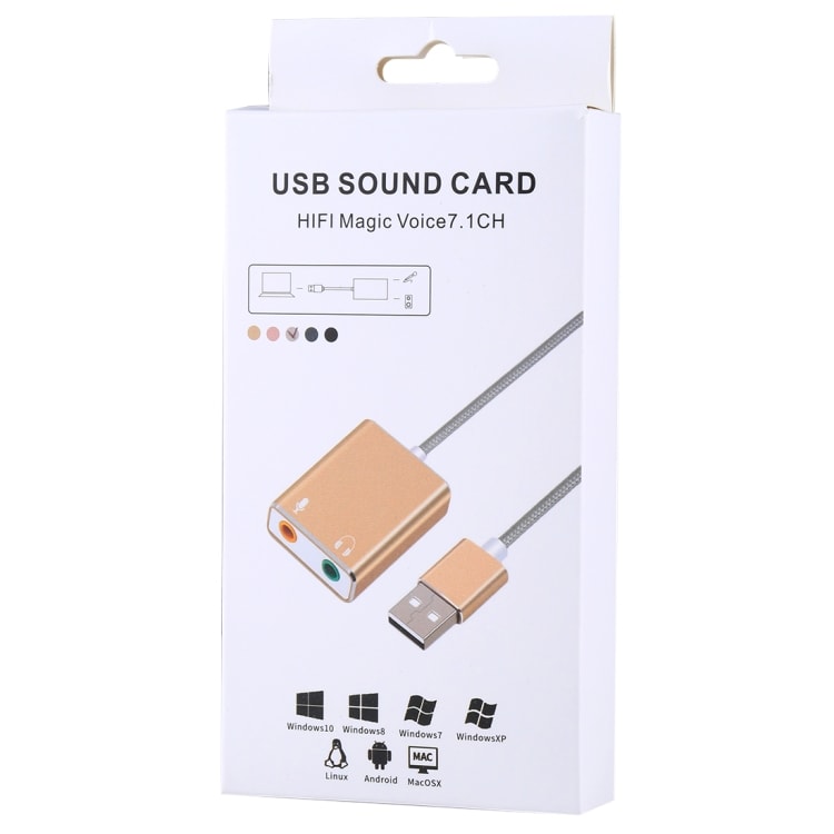 USB Lydkort med hodetelefoninngang og mikrofonuttak
