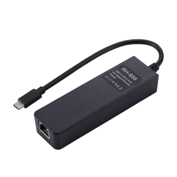 USB-C / Type-C Usb 3.0 Hubb adapter + Nettverkskort