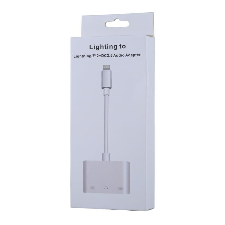 iPhone X/XS / 8 / 7 lydadapter hodetelefonuttak + 2stk iPhone lightning uttak