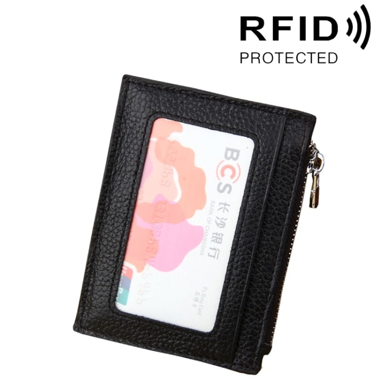 RFID Lommebok med glidelås - 5 lommer til kort