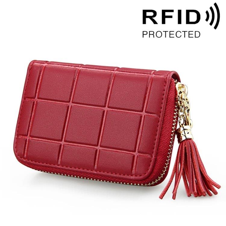 RFID Damelommebok med glidelås - 15 lommer til kort