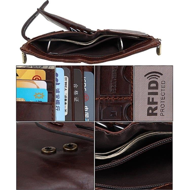 RFID Lommebok av ekte skinn med glidelås