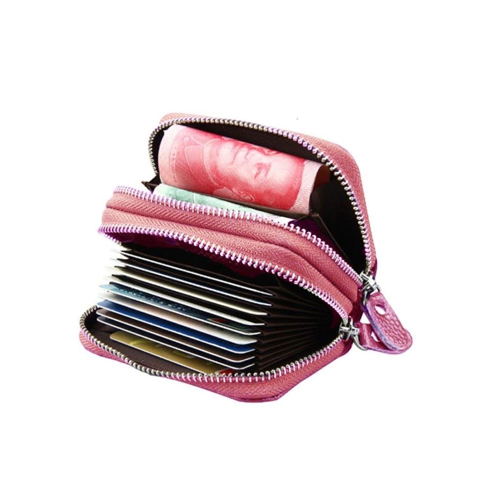 Rosa lommebok med RFID-beskyttelse - Mange rom