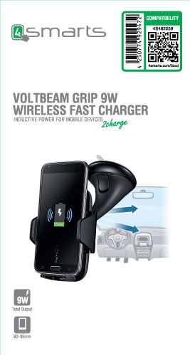 VoltBeam mobilholder med trådløs hurtiglader  9W - Svart