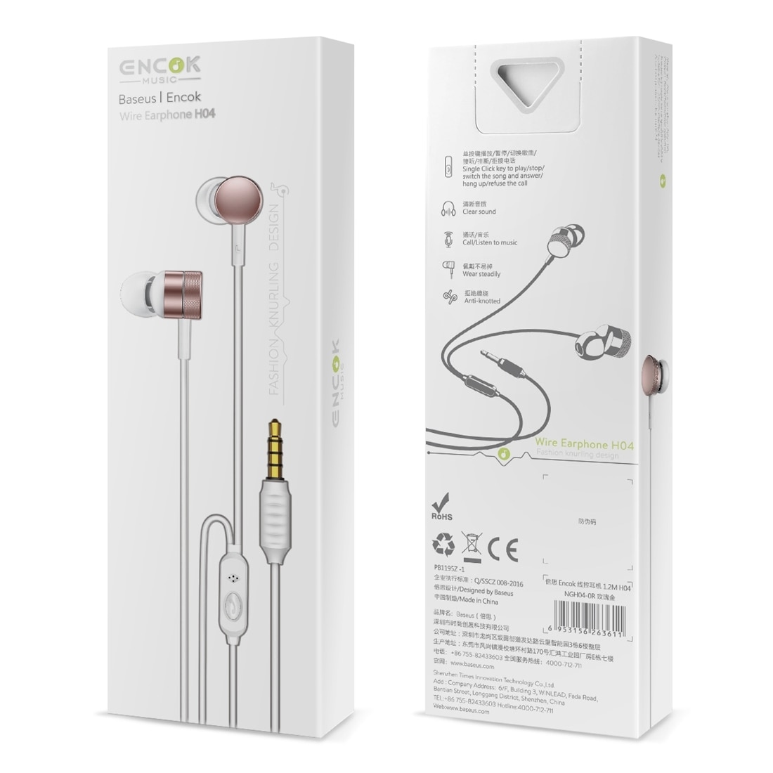 Baseus Encok In-Ear headset med remote og mick