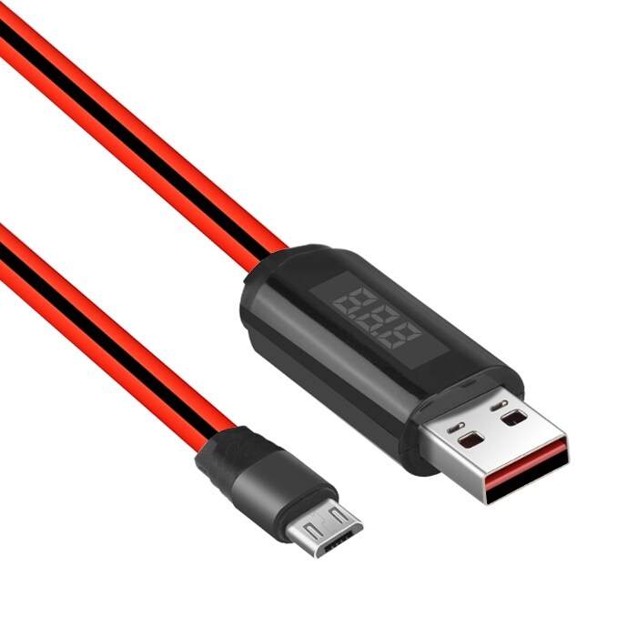 Micro-USB ladekabel fra Hoco med LCD-display for ladetid og spenning