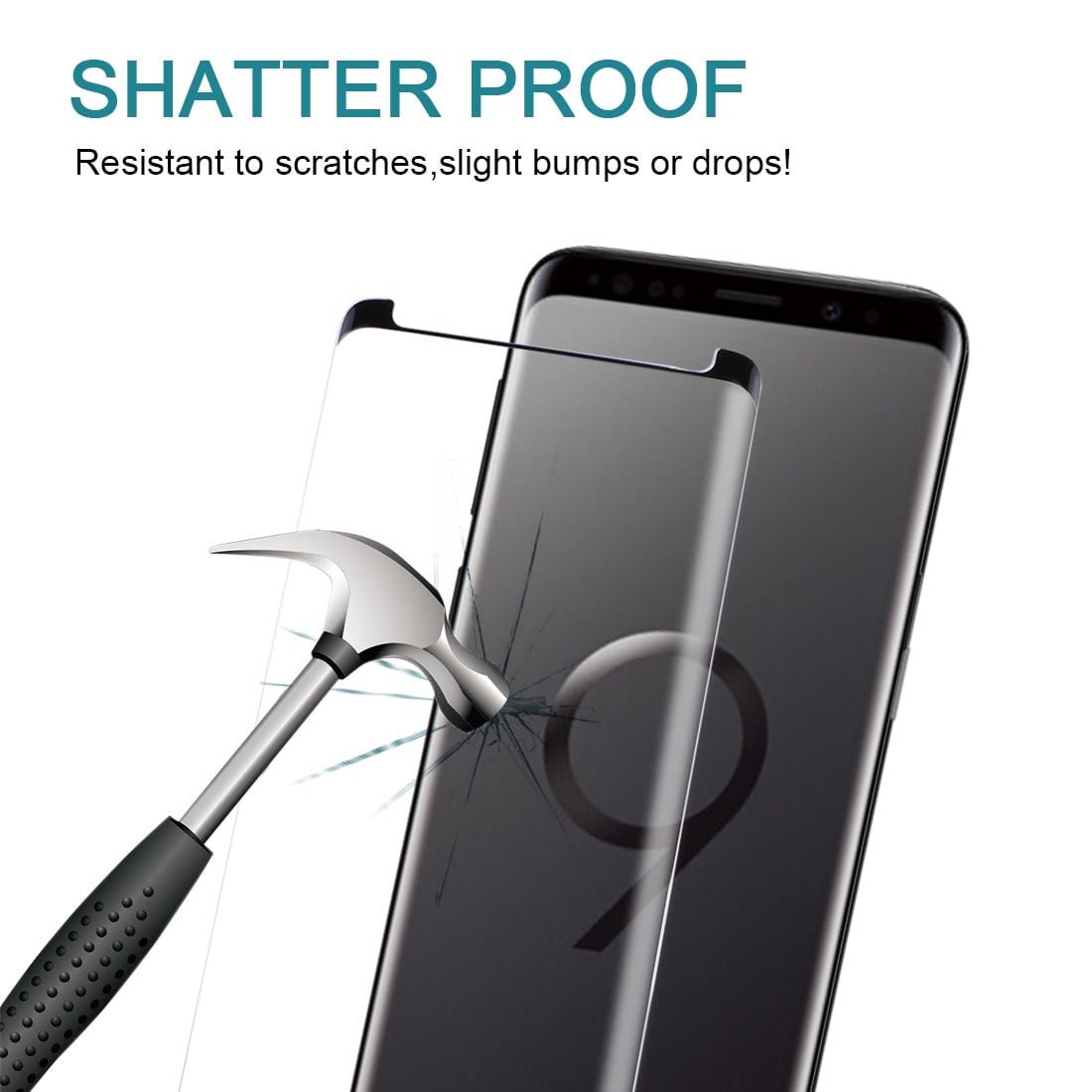 Bøyd skjermbeskyttelse / displaybeskyttelse i herdet glass for Samsung Galaxy S9  - Svart