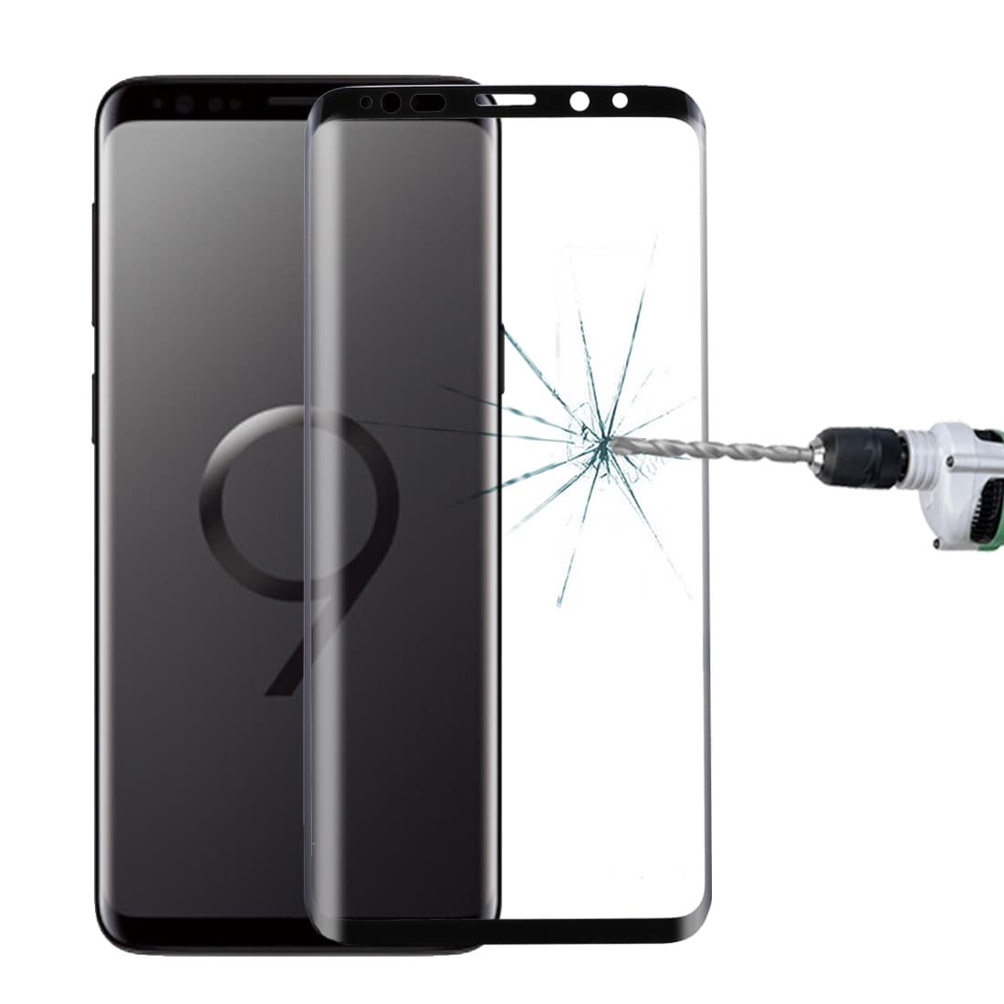 Bøyd skjermbeskyttelse / displaybeskyttelse i herdet glass for Samsung Galaxy S9  - Svart