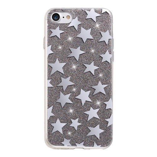 Glitterdeksel stjerner iPhone 7 / iPhone 8 svart
