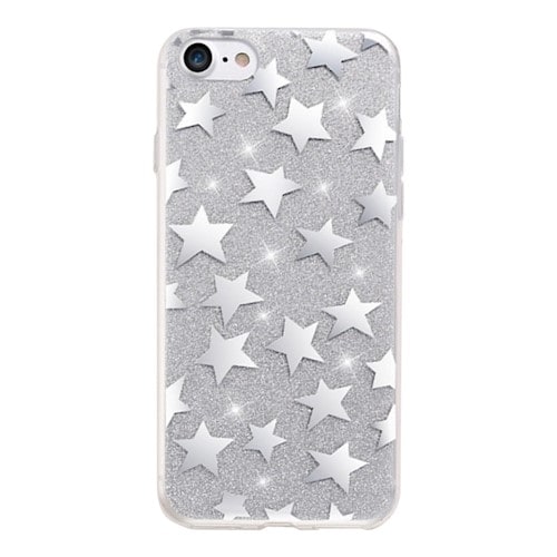Glitterdeksel stjerner iPhone 6 Plus / iPhone 6s Plus sølv