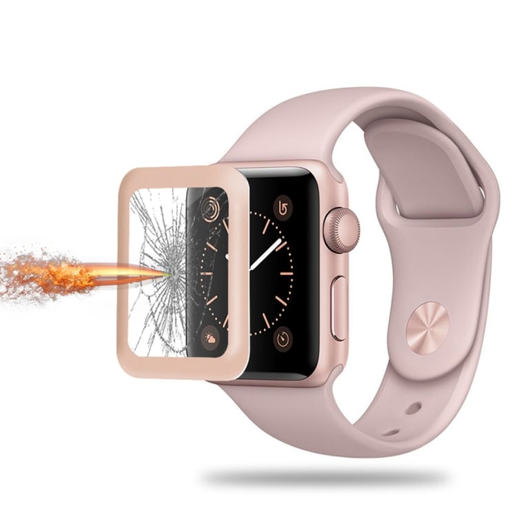 Rosa skjermbeskyttelse / displaybeskyttelse i herdet glass for  Apple Watch Series 3 42mm