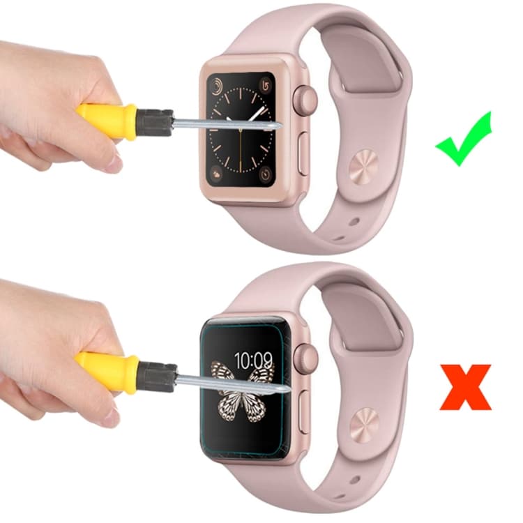 Rosa skjermbeskyttelse / displaybeskyttelse i herdet glass for  Apple Watch Series 3 42mm