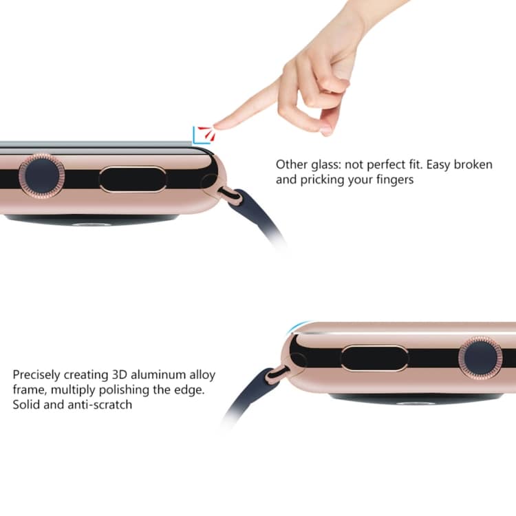 Skjermbeskyttelse / displaybeskyttelse i herdet glass Apple Watch Series 3 38mm - Rosa