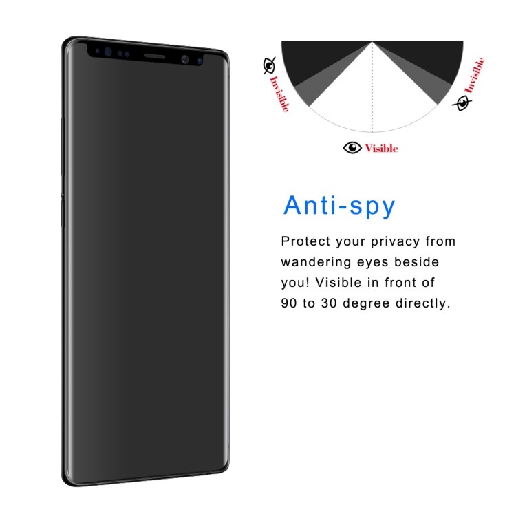 Sekretess Skjermbeskyttelse / Displaybeskyttelse for Samsung Galaxy Note 8 med herdet glass