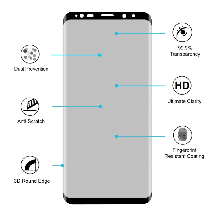 Sekretess Skjermbeskyttelse / Displaybeskyttelse for Samsung Galaxy S9+ med herdet glass