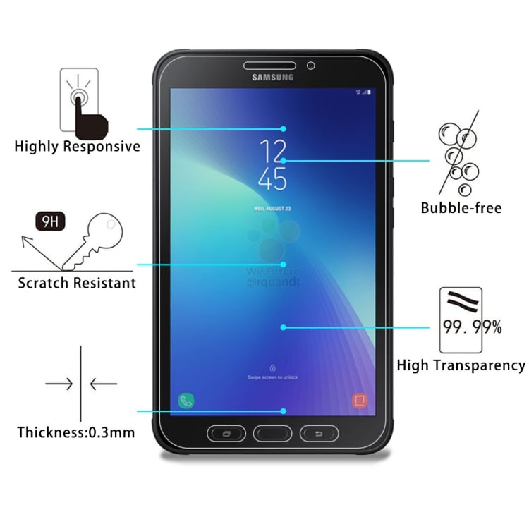 Skjermbeskyttelse / displaybeskyttelse i herdet glass for Samsung Galaxy Tab Active2 8.0 LTE / T395