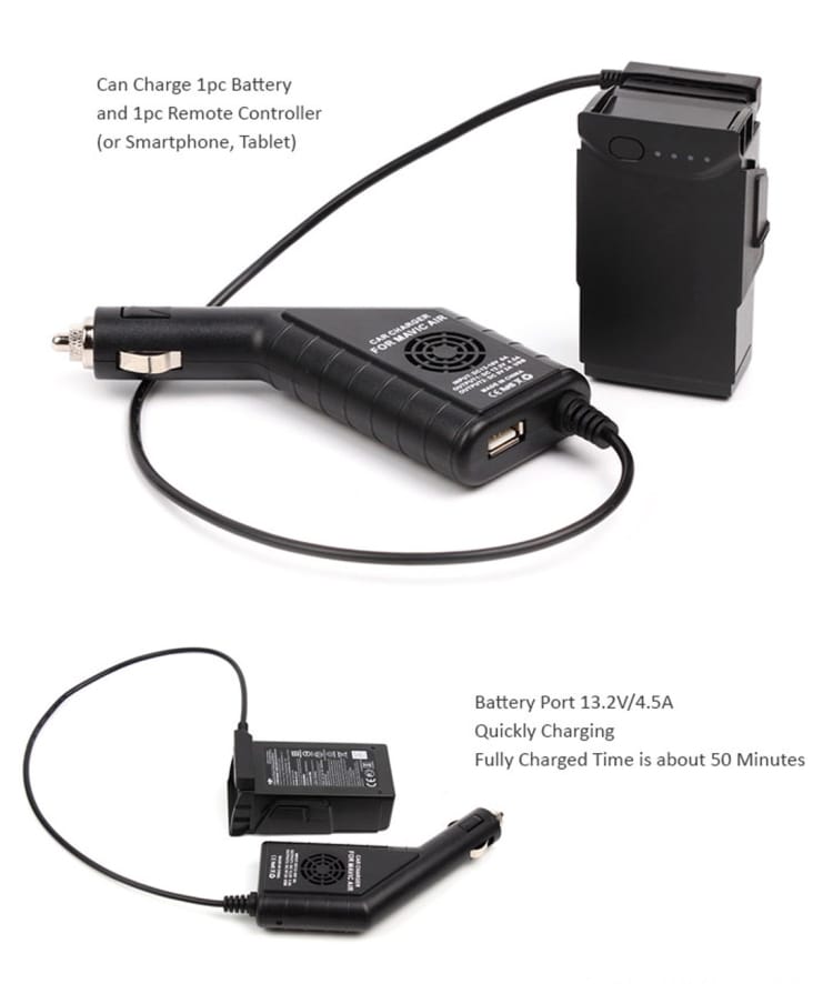 Billader for 2i1 DJI Mavic Air Remote Controller & Batteri
