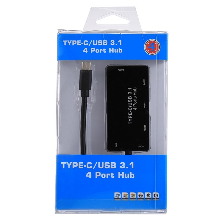 USB-Hubb USB C til 4XUSB