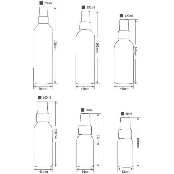 Refillflasker i aluminium 50 ml - 5 Pk